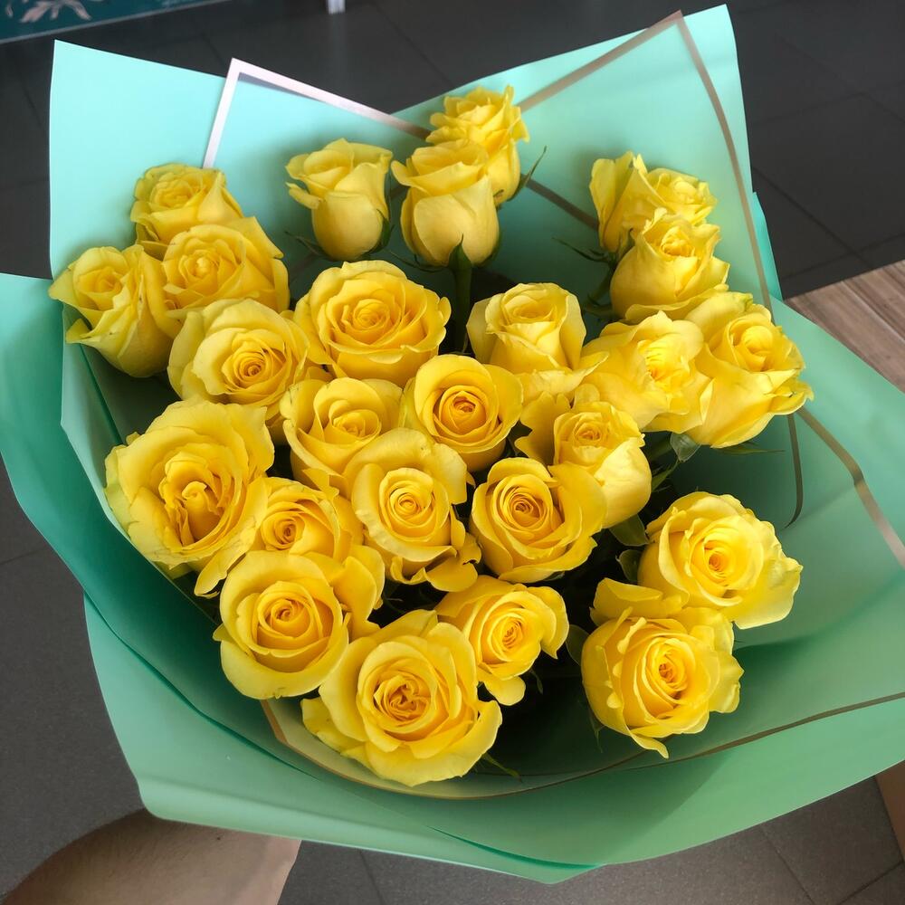 Желтые розы 25 штук букет