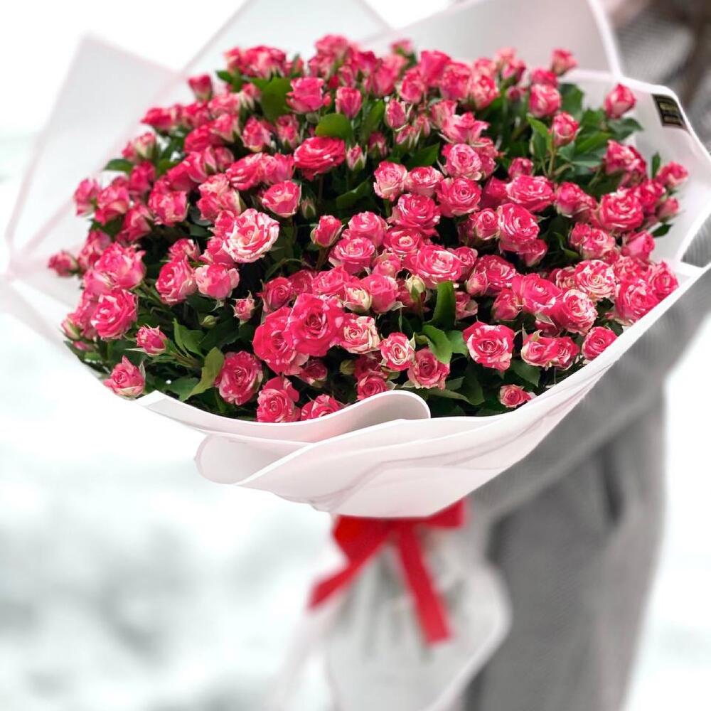 ≈ 171 розочка - 25 веток кустовой розы Файер Воркс с орофлением